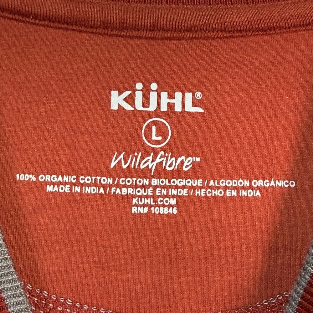 KUHL Wildfibre Shirt Mens Large Red Organic Cotton Zipper Pocket Outdoor Hiking‎